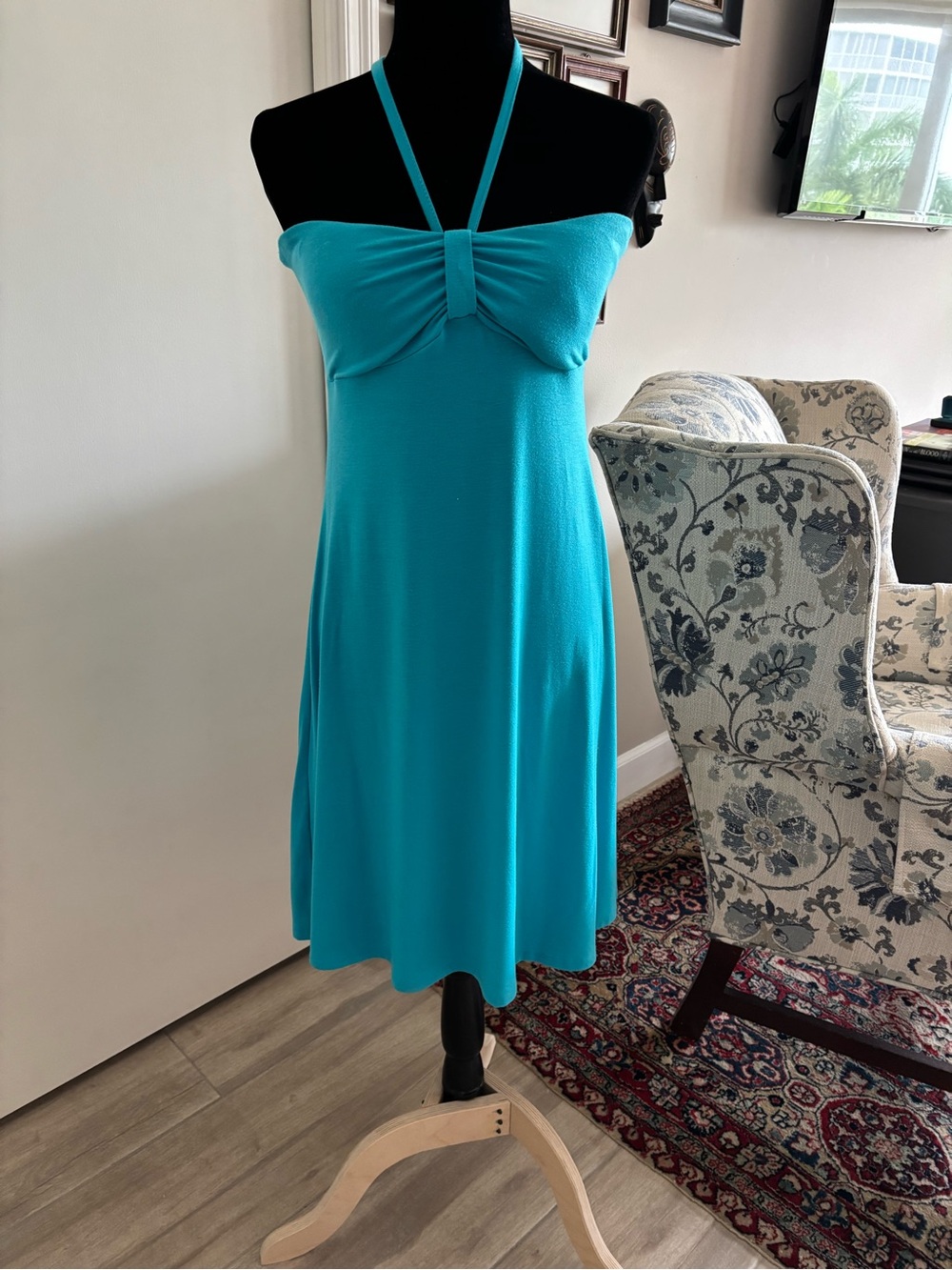 Resort Ready Turquoise Halter Dress – Size L